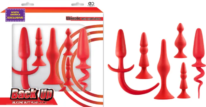 Back Up Silicone Butt Plug Kit Set Red Sex Toy Adult Pleasure Excellent Power Anal Back Up Silicone Butt Plug Kit Set Red Sex Toy Adult Pleasure Excellent Power Anal