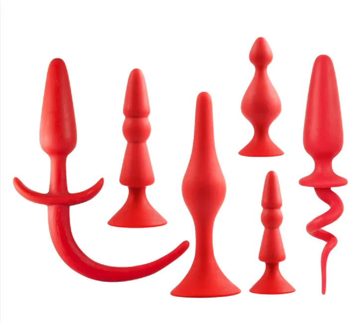 Back Up Silicone Butt Plug Kit Set Red Sex Toy Adult Pleasure Excellent Power Anal Back Up Silicone Butt Plug Kit Set Red Sex Toy Adult Pleasure Excellent Power Anal