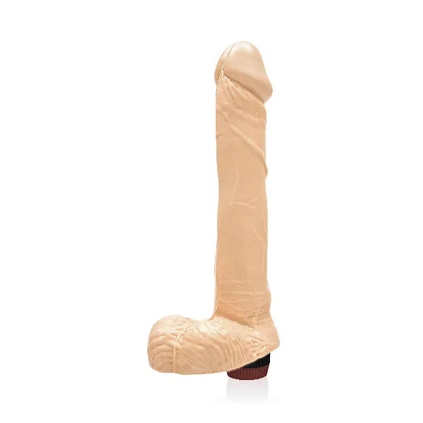 Dildos Si Novelties Cock w Balls w Vibration 9in Vanilla