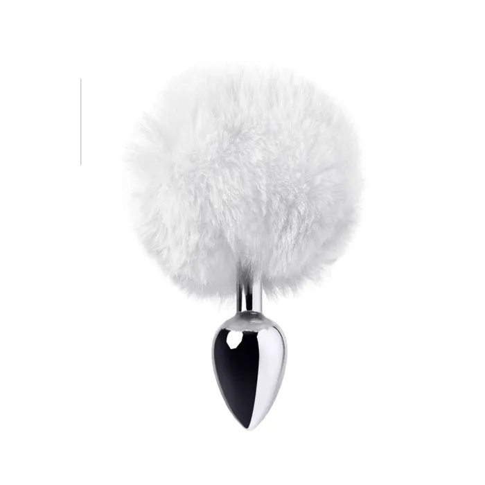 Male Sex Toys Metal Metal Anal Plug Small w Silver White Tail Male Sex Toys Metal Metal Anal Plug Small w Silver White Tail