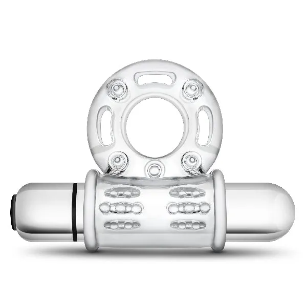 Male Sex Toys Stay Hard 10 Function Vibrating Mega Bull Ring Clear Blush