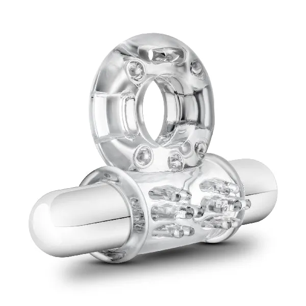 Male Sex Toys Stay Hard 10 Function Vibrating Mega Bull Ring Clear Blush