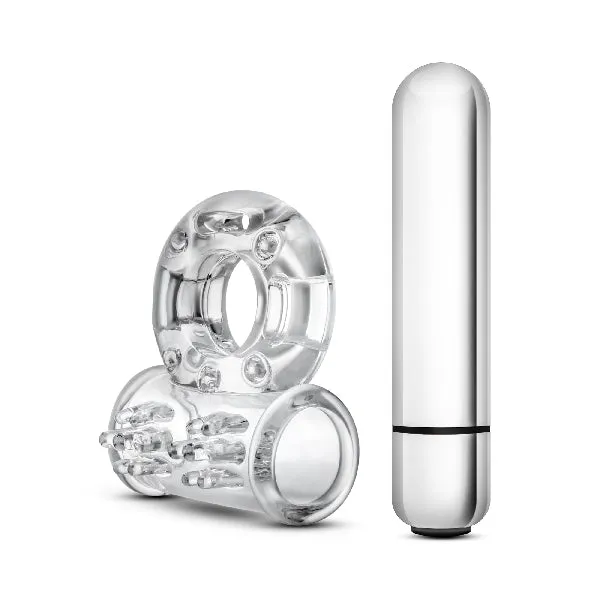 Male Sex Toys Stay Hard 10 Function Vibrating Mega Bull Ring Clear Blush