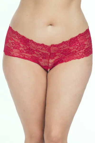 Oh La La Cheri Couples Lace Crotchless Boyshort w Elastic Detail