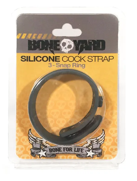 Rascal Male Sex Toys Boneyard Silicone Cock Strap 3 Snap Ring Grey