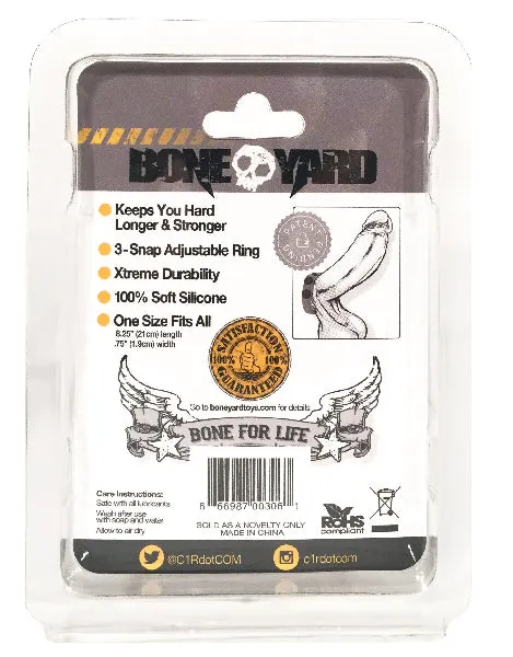 Rascal Male Sex Toys Boneyard Silicone Cock Strap 3 Snap Ring Grey