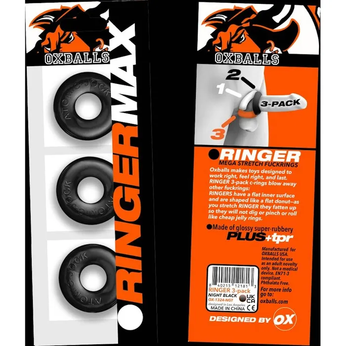 Ringer Max 3 Pc Cockring Set Black Oxballs Anal
