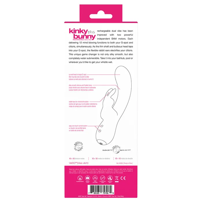 VeDO Vibrators VeDO Kinky Bunny Plus Rabbit Vibe Assorted Colors