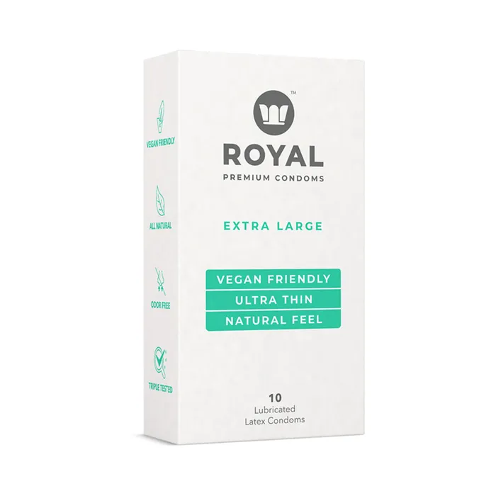 Royal Condom Extra Large Vegan Condoms 10Pack Royal Condom Male Sex Toys
