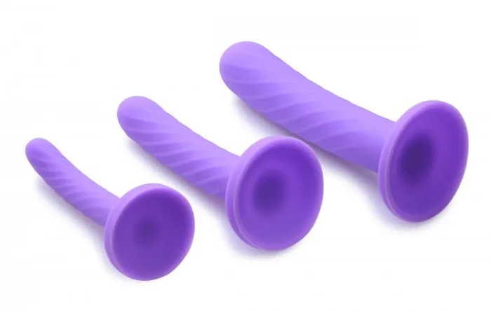 Anal Strap U Tri Play 3 Pieces Silicone Dildo Set Purple XR Brands