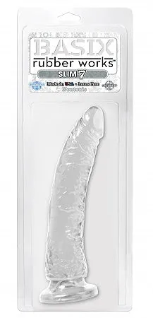Basix Rubber Works Slim Dong 7in Clear With Suction Cup Pipedream Products Dildos