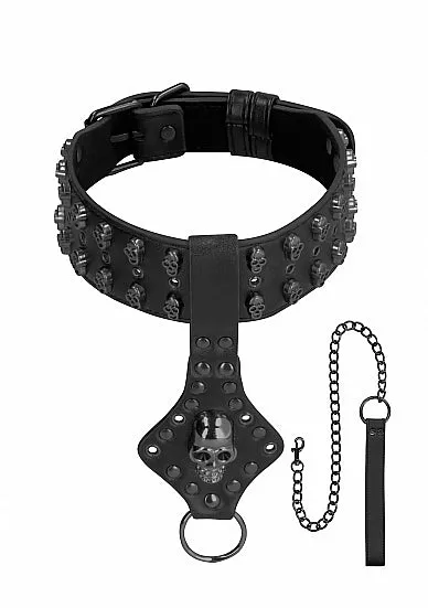 Couples SHOTS AMERICA Ouch Skulls Bones Neck Chain With Skulls And Leash Black Couples SHOTS AMERICA Ouch Skulls Bones Neck Chain With Skulls And Leash Black
