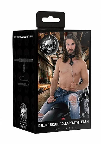 Couples SHOTS AMERICA Ouch Skulls Bones Neck Chain With Skulls And Leash Black