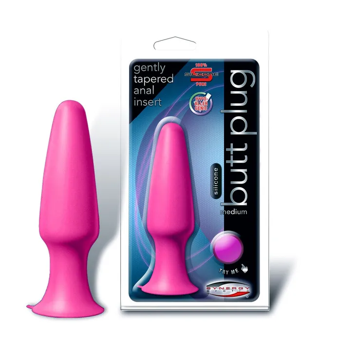 DAVE Synergy Silicone Butt Plug Medium Pink Anal