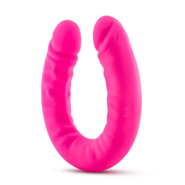 Dildos Blush Novelties Ruse 18 Silicone Slim Double Dong Hot Pink 