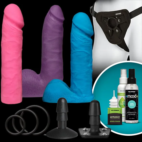Doc Johnson Novelties Vac U Lock Dual Density Ultra Pink Purple Blue Dildos