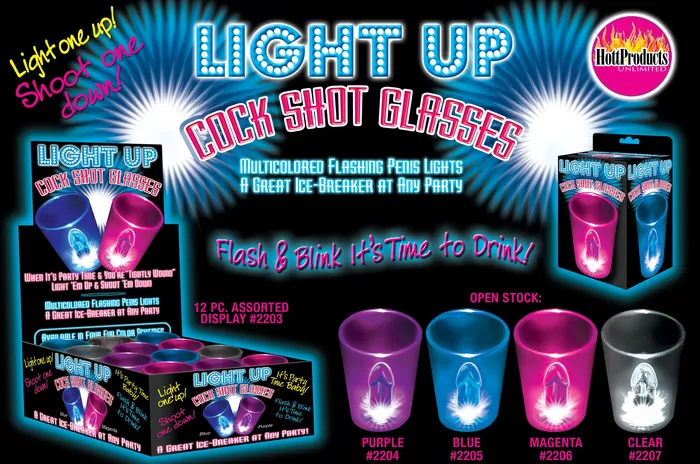 HOTT Products Male Sex Toys Light Up Shot GlassesClear