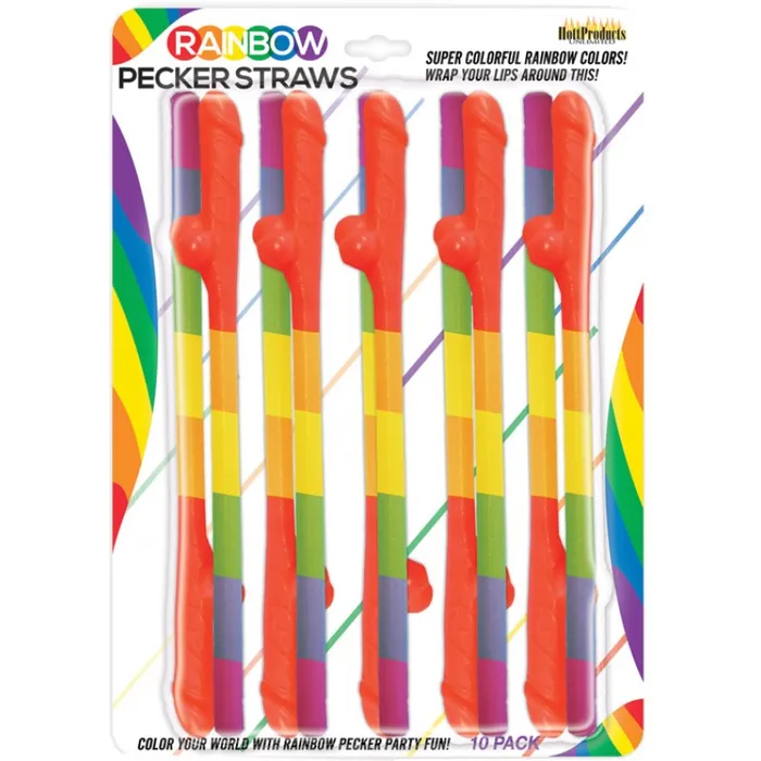 HOTT Products Rainbow Pecker Straws 10pk Anal