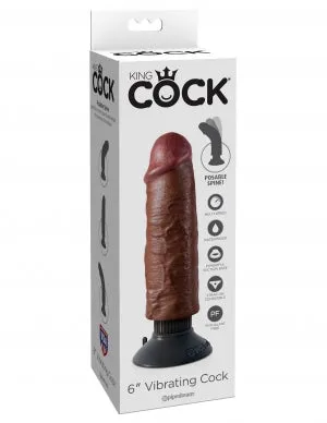 King Cock 6in Cock Brown Vibrating Pipedream Products Dildos