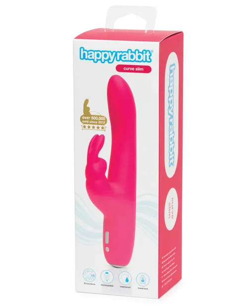 Love Honey Happy Rabbit Slimline Curve Rechargeable Vibrator Pink Vibrators