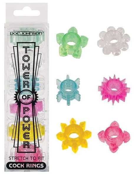Male Sex Toys Tower of Power 6 Cock Rings Doc Johnson Novelties