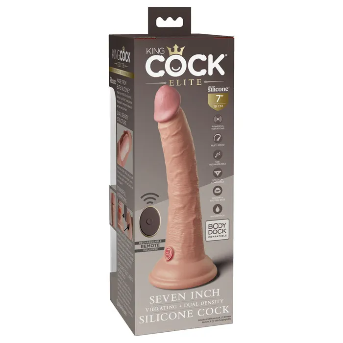 Pipedream Female Sex Toys King Cock Elite 7 Vibrating Dual Density Cock with Remote Pipedream Female Sex Toys King Cock Elite 7 Vibrating Dual Density Cock with Remote