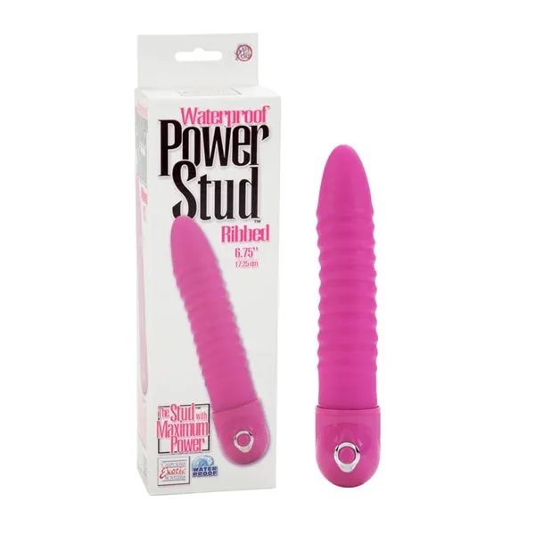 Vibrators Power Stud Ribbed WP Pink California Exotic Novelties