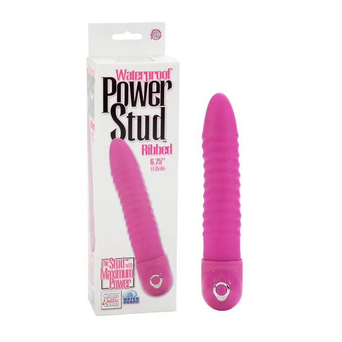 Vibrators Power Stud Ribbed WP Pink California Exotic Novelties