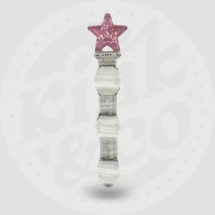KinkCo Dildos Beaded Glass Dildo with Pink Star Top