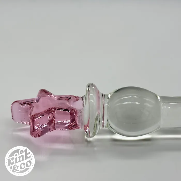 KinkCo Dildos Beaded Glass Dildo with Pink Star Top