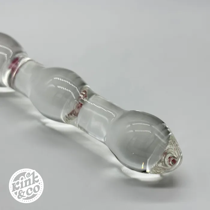 KinkCo Dildos Beaded Glass Dildo with Pink Star Top