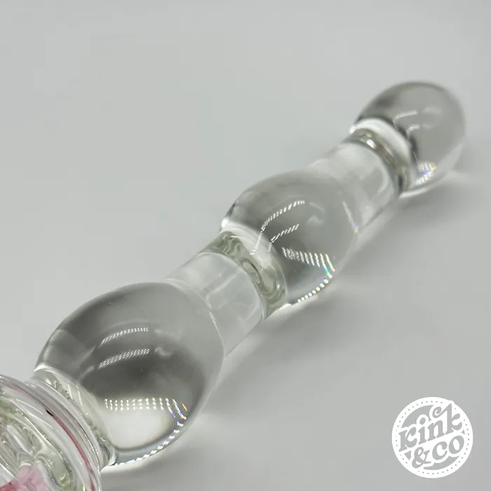 KinkCo Dildos Beaded Glass Dildo with Pink Star Top