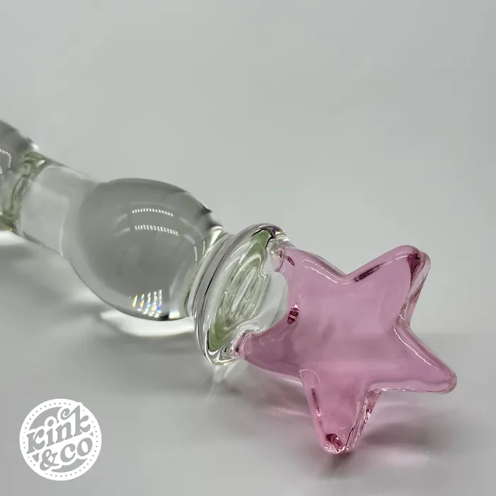 KinkCo Dildos Beaded Glass Dildo with Pink Star Top