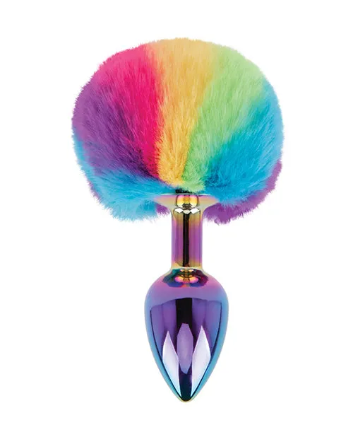 Anal Electric Eel Gemsations 295 Metal Bunny Tail Rainbow Butt Plug