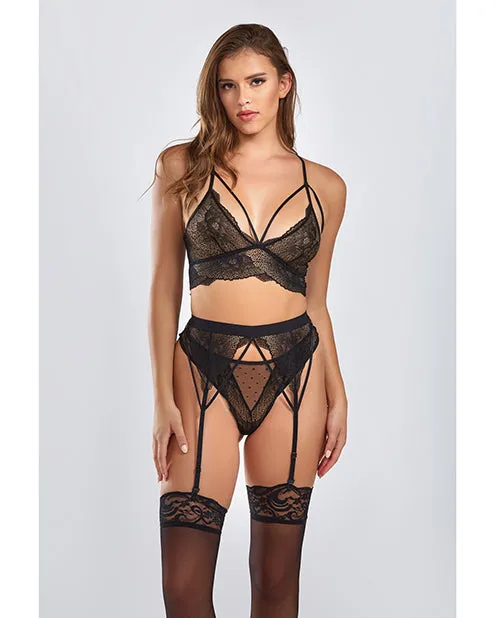 Anal Everly Dot Mesh Galloon Lace Strappy Bra Garterbelt Hipster Panty Black iCollection Anal Everly Dot Mesh Galloon Lace Strappy Bra Garterbelt Hipster Panty Black iCollection