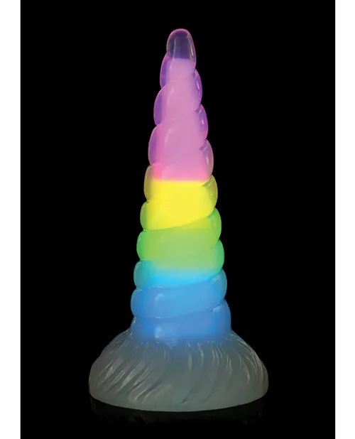 Dildos XR Brands Creature Cocks Rainbow Uni Glow in the Dark Silicone Dildo
