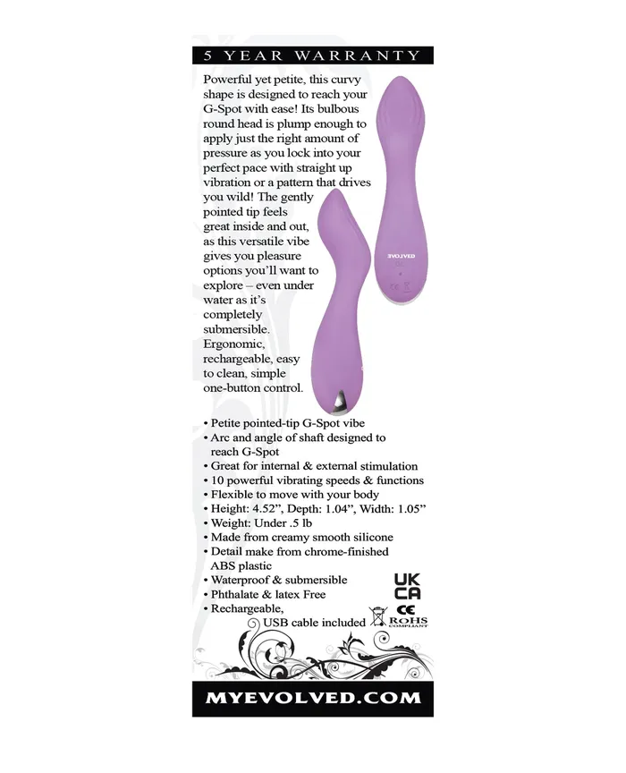 Evolved Vibrators Evolved Lilac G Petite G Spot Vibe