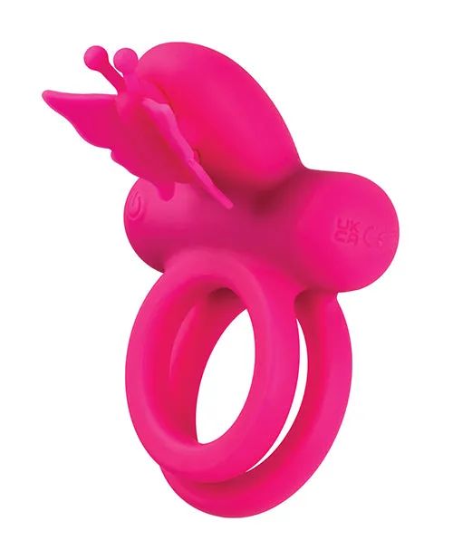 Female Sex Toys CalExotics Silicone Rechargeable Butterfly Dual Ring
