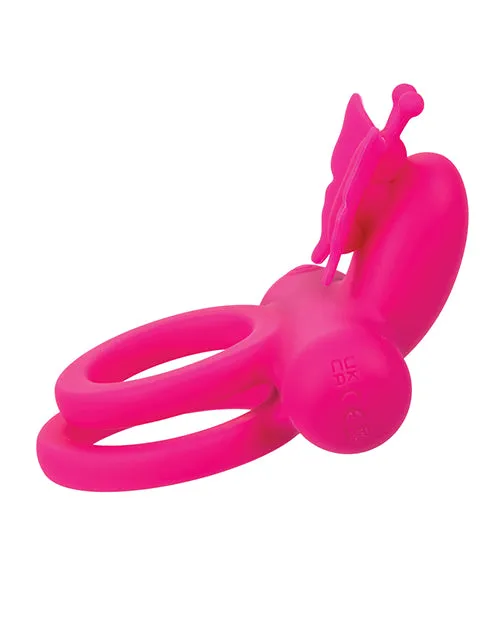 Female Sex Toys CalExotics Silicone Rechargeable Butterfly Dual Ring