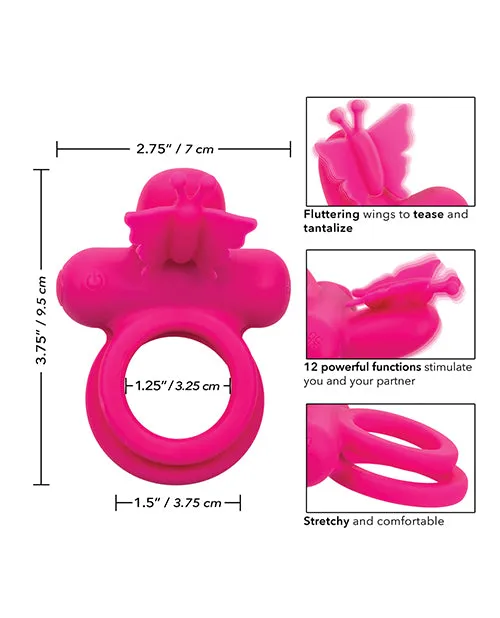 Female Sex Toys CalExotics Silicone Rechargeable Butterfly Dual Ring