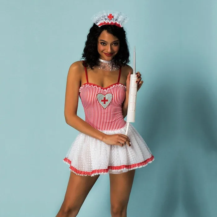 Male Sex Toys Flirty and Cute Nurse Costume with Collar Kissablegs