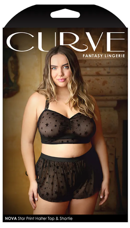 Nova Star Print Halter Top Shortie Fantasy Lingerie Vibrators