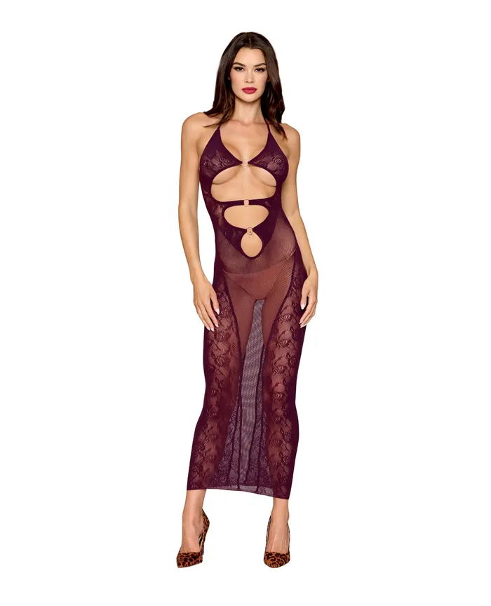 Seamless Gown wRemovable Shrug 2 pc Set Cherry Lacquer OS Dreamgirl Anal