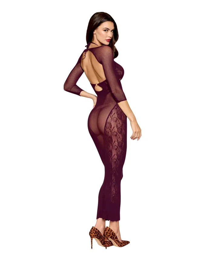 Seamless Gown wRemovable Shrug 2 pc Set Cherry Lacquer OS Dreamgirl Anal