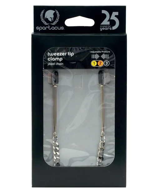 Spartacus Adjustable Tweezer Nipple Clamps Wjewel Chain Spartacus Female Sex Toys