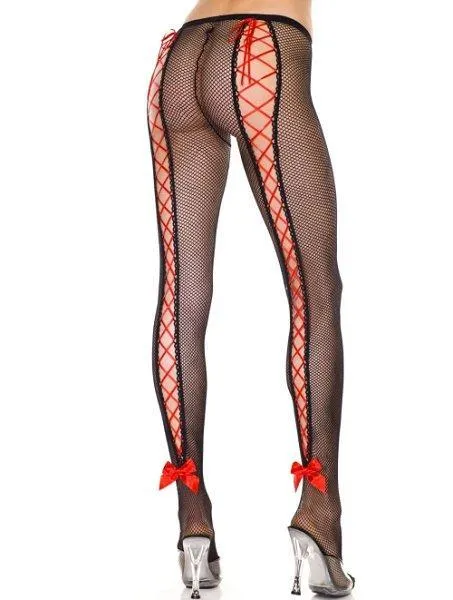 Teddies And Bodies Music Legs Fishnet LaceUp Pantyhose One Size Available