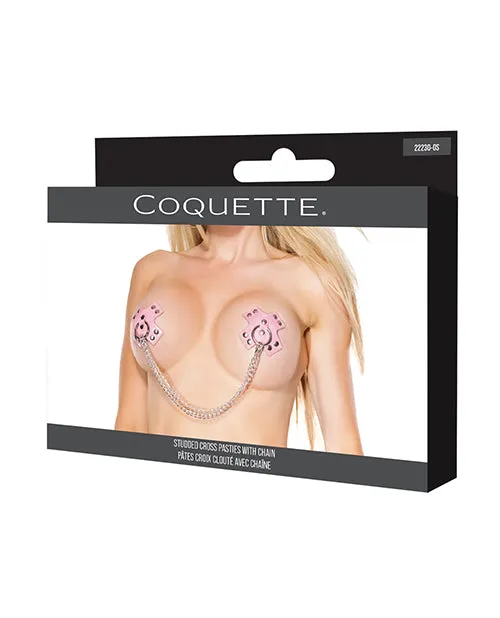 Vibrators Coquette Darque Studded Cross Reusable Pasties Wchain