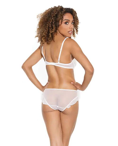 Vibrators Coquette Stretch Mesh Ruffled Crotchless Teddy White