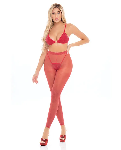 Vibrators Rene Rofe Pink Lipstick Tall Order Bra Top Leggings Os